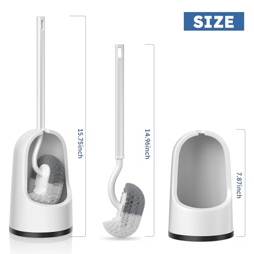 Image of Toilet Brush, 2 Pack Toilet Brush and Holder Set with Durable Curved BristlesToilet Scrubber, Toilet Bowl Brush with Extra Long Handle,Toilet Cleaner with Caddy for Bathroom Deep Cleaning