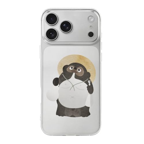 iPhone17ProMax用ケース 耐衝撃 黄変防止 耐久性 信楽焼の狸の置物 狸 アイフォン17ProMax用ケース TPU おしゃれ 薄型 あいふぉん17ProMax用 カバー ワイヤレス充電対応 脱着簡単