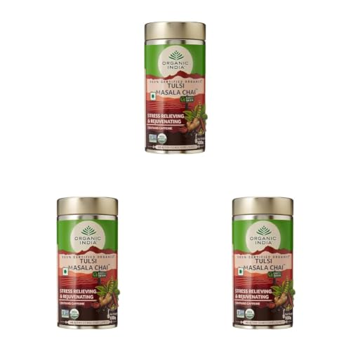 Image of A TATA Product - Organic India Tulsi Assam Masala Chai Powder, 100 Gm Tin (Pack of 3)