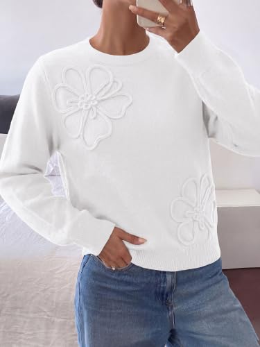 BTFBM Womens Sweaters Lightweight Long Sleeve Tops,White,XX-Large - image 4