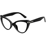 MEETSUN Fashion Non Prescription Glasses Frames for Women,Oversized Retro Cateye Fake Eyeglasses HD Clear Lens (Black Frame)