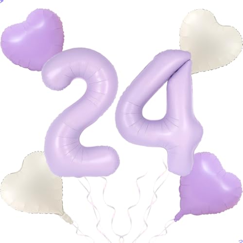 40 inch Light Purple Number 24 42 Balloon for Lavender Birthday Decorations, Large Lavender 24 42 Balloon Number 24th 42th Party Decorations,Lilac 24 42 Year Old Birthday Balloon Pary Supplies Favors