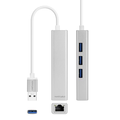 Voltshine Convertitore Usb 3.0 A Gigabit Ethernet Con 3 Porte Usb 3.0, Lunghezza 15 Cm, Ideale Per Estendere Connessioni E Trasferimenti Dati.
