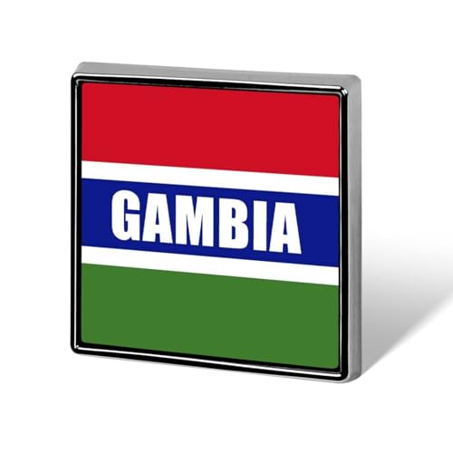 Broche carrée en métal, drapeau de la Gambie, insigne de mode, bijou de revers, unisexe