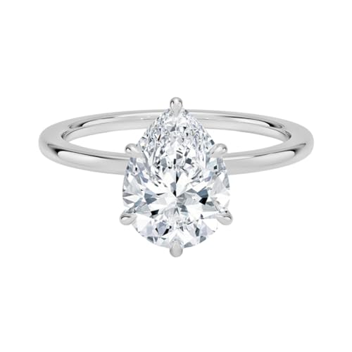 1-5 CT Pear Moissanite Engagement Ring 10K 14K 18K Solid White Gold & 925 Sterling Silver Solitaire Engagement Ring Promise Bridal Ring Christmas gift for Women(3ct, Pear)
