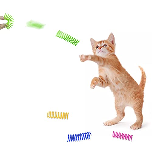 WishLotus Cat Toys for Indoor CatsInteractive 3.34in 4 Colors Cat Spring Toy, 8pc Big Springs Set Lightweight Durable High Elasticity Cat Spiral Springs for Cats to Swat, Hunt to Kill Time (8pcs)