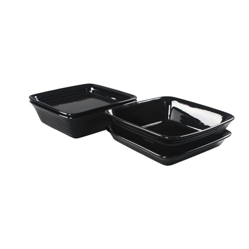 jinsongdafa Casserole Dish15.22 Ounce Ceramic Square Bakeware Set with Lids, Set of 2, Chip and Crack Resistant Ceramic Casserole Dish, Microwave, Dishwasher, Oven, Freezer and Fridge Safe (Black, 7 Inch)