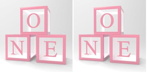 Image of Rozi Decoration Pink Number 1 Balloon Box Set of 3 | 11.8 inch First Birthday Decor Boxes for Baby Girl | 1st Birthday Party Supplies with Clear Window & Letter Cutout (Pack of 2)