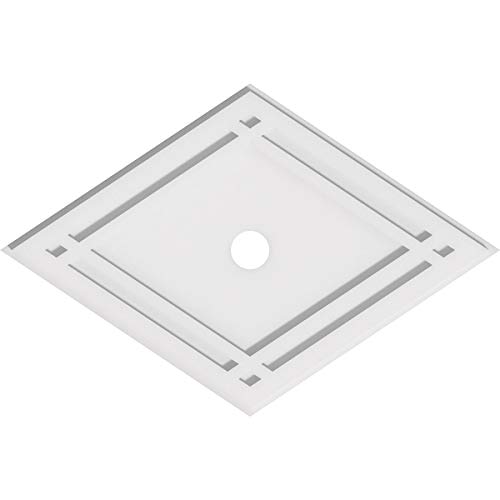 Image of Ekena Millwork CMP26X17DD-02000 Diamond Architectural Grade PVC Contemporary Urethane Ceiling Medallions 26 inchW x 17 3 /8 inchH x 2 inchID x 9 inchC x 1 inchP