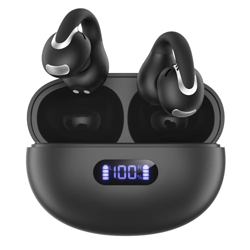 Jzones Open Ear Clip Wireless Earbuds Bluetooth 5.4, Lightweight Comfort Sports Bone Conduction...