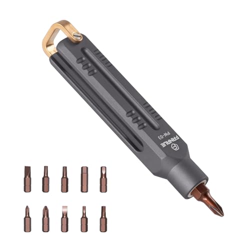 FANAUE EDC Precision Screwdriver Set Magnetic Mini Screw Driver with 10 S2 Steel Bits & Portable Aluminum Handle Compact Multi-Bit Pocket Tool for Electronics Household Fixes and DIY Projects