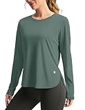 Women's Sun Shirts UPF 50+ Long Sleeve UV Protection Shirt Lightweight Quick Dry Workout Hiking Tops for Women(Malachite Green,L)