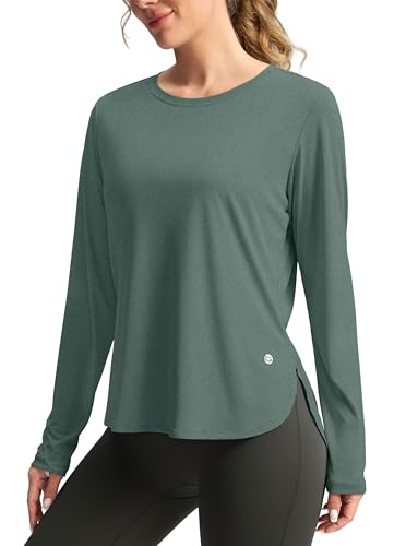 Women's Sun Shirts UPF 50+ Long Sleeve UV Protection Shirt Lightweight Quick Dry Workout Hiking Tops for Women(Malachite Green,M)