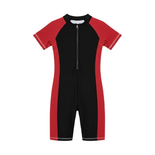 Image of A.T.U.N. (ALL THINGS UBER NICE) Girls One Piece Swimsuit with Front Zip Closure | Half Sleeve Athletic Swimwear with Knee Length Fit | Comfortable Pool and Beach Swimming Costume for Kids