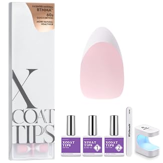 BTArtboxnails XCOATTIPS French Tip Nails - Short Press On Nails, 160 Pcs Pink Square Soft Gel Nail Tips Pre-applied Tip Primer & Base Coat, No Need File False Nails for Gift, 16 Sizes