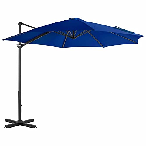 Catherinol Sombrilla voladiza con poste, Parasol Terraza, Sombrilla Terraza Exterior, Sombrilla Jardin, Parasol Jardin, Sombrilla Playa, Parasol Excentrico, de aluminio azul celeste 300 cm