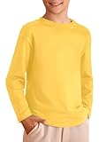 Haloumoning Kids Boys Long Sleeve Crewneck T-Shirts Tee Tops 5-14 Years Yellow