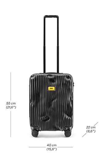 CRASH BAGGAGE Icon Stripe - 22 Inch Rolling Carry On Suitcase with 4 Spinner Wheels, Hardside Polycarbonate Travel Luggage, Lightweight, Interior Pockets, Airline Approved Lock, 36L - Black2