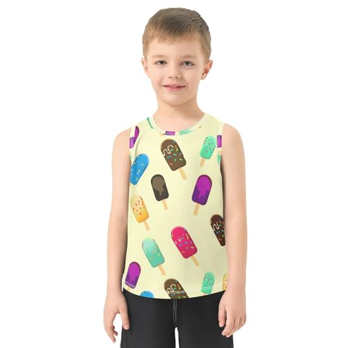 J JOYSAY Cartoon Colorful Popsicle Boys Tank Top Sleeveless Muscle Shirts Quick Dry Kids T-Shirts 3-15T2