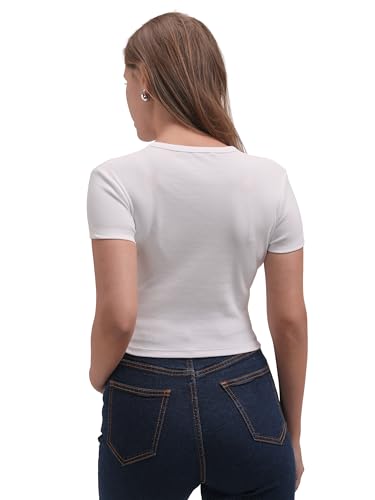 Image of Tokyo Talkies Women Pure Cotton Tops for Woman|Regular Fit Slim fit Crop Tops for Women Western|Top Tshirt for Women Stylish Western|Suitable for Casual and Workwear