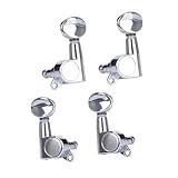 Juego de clavijas de afinación de ukelele, 1 cabezal de máquina para ukelele soprano, concierto, tenor, piezas de repuesto, llaves de afinación de metal plateado con perillas, clavijas de engranaje