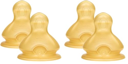 NUK First Choice+ Baby Bottle Teat, 6-18 Months, Latex with Large Feed Hole, Anti-Colic, 2 Count (Pack of 2)