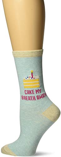 Hot Sox Women's Play on Words Novelty Casual Crew Socks, Cake My Breath away (mint Melange), Shoe Size: 4-10