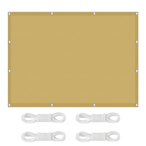 Voile d'ombrage rectangulaire 4x5.5m imperméable jaune sable pour jardin - 2