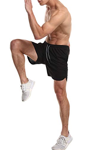 EVERWORTH Men's 2-in-1 Bodybuilding Workout Shorts Lightweight Gym Training Short Running Athletic Jogger with Zipper Pockets4