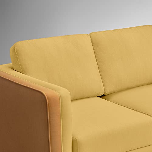 Image of Sleepyhead Mojo - 2 Seater Sofa | Premium Fabric | Dual-Tone Modern Design with Plush Cushioning | Durable Pine Wood Frame & Removable Back Cushion | German Tested | 3 Year Warranty - Trippy Yellow