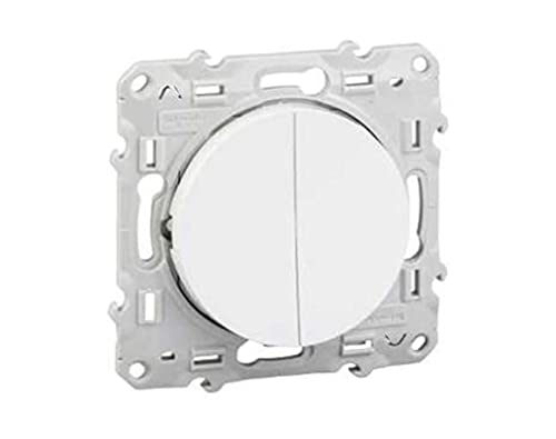 Schneider Electric - Odace, va-et-vient + va-et-vient lumineux Blanc, 10 A, à vis, LED orange 1,5 mA - S520273