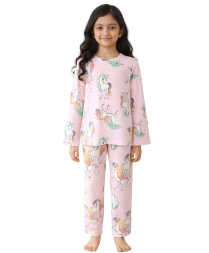 Image of Anthrilo Pure Cotton Printed Pyjama Set for Girls | Sleepwear | Night Suit, Night Wear | Long Sleeves T-Shirt & Pyjama | Regular Wear | 0-14 Years