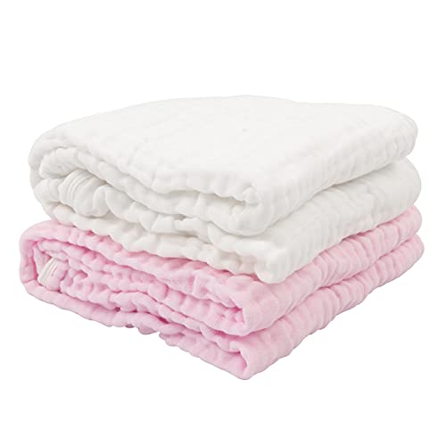 Babygoal Baby Bath Towel 2 Pack, 100% Muslin Cotton Hooded Towel for Newborn,Toddler,Infant, Absorbent & Hypoallergenic Baby Gift for Boys Girls 35"x35" T0102
