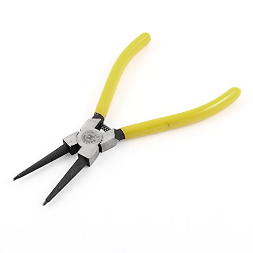 Aexit Yellow Plastic hand operated tools Coated Handle Internal Straight Circlip Plier 175mm 7