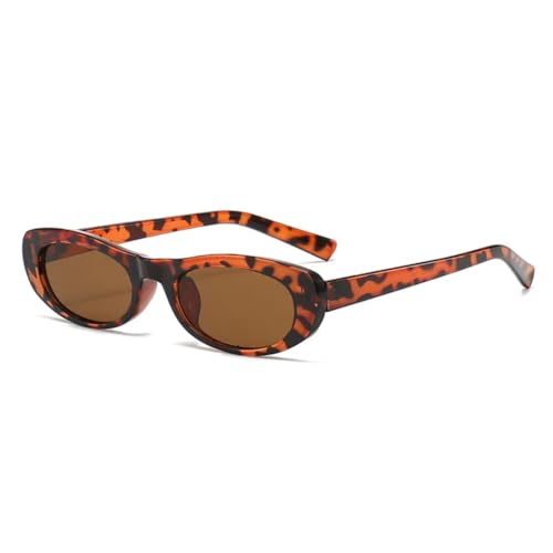 Lunettes de soleil œil de chat femme ovale UV thé léopard tendance été