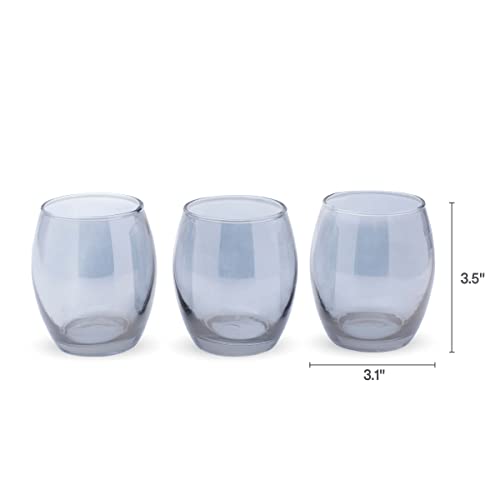 Elements 5295533 Set Of 3 3.1X3.1X3.5 Inch Gray Glass Egg Shaped Votive Holder thumb #1