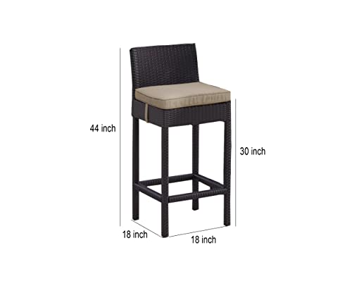 Image of OUTLIVING Rattan Wicker Outdoor Bar Patio Table with 4 Chairs Set for Home Graden Balcony 4 Seater Bar Patio Furniture (Brown & Brown Cushion)