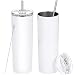 2 Pack Stainless Steel Skinny Tumbler, 20 OZ Double-Insulated Water Tumbler Cup With Lid and Straw, Outdoor Unbreakable Travel Slim Bottle for Hot Cold Drinks with Cleaning Brush(White)