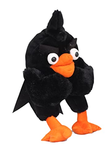 Image of Tickles Standing Angry Bird Cartoon Character Soft Stuffed Plush Toy for Kids Birthday Gifts (Color: Black Size: 30 cm)