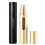 JOOMOKO Perfume Atomiser 10ml, Perfume Travel Bottle, Atomiser Spray Bottle, Refillable & Travel Size Perfume Bottle Easy to Refill travel atomiser for Women and Men（Black＆Gold）