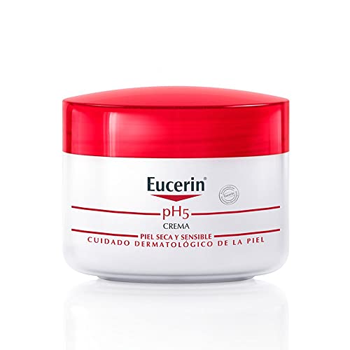 Eucerin pH5 Crema (75 ml), crema de cara y cuerpo suave para piel sensible, hidratante facial con Dexpantenol y Glicerina, actúa al instante y se absorbe rápidamente