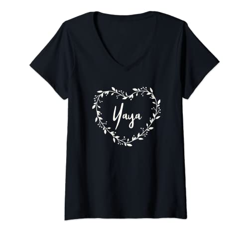 Photo de Femme Yaya For Grandma Beautiful Yaya Cadeau pour grand-mère T-Shirt avec Col en V