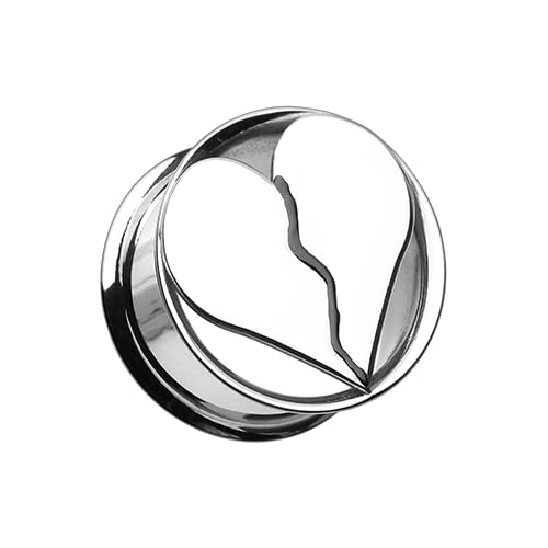SKIN METALS Heartbreaker Hollow Steel Double Flared Ear Gauge Plug Sold As Pair (5/8" (16mm))