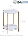 Small Round Side Table, 2-Tier Gold End Table with Faux Marble Top for Small Spaces, Modern Side Table for Living Room, Couch, or Bedroom Nightstand (1 pcs Gold, Round)