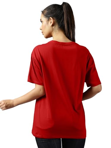 Image of LEOTUDE Women's cotton Oversized Fit Oversized Half Sleeve Tshirt, Round Neck Longline Drop Shoulder Solid T-Shirt