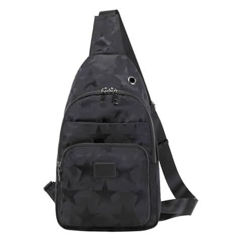Lanola Men‘s Crossbody Sling Bag Single-shoulder Bag Chest Bag Outdoors Travel Hiking Chest Bag Daypack for Men-Black Pentagram Cover
