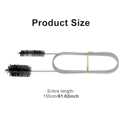Flexible Doppelkopf Reinigungsbürste 155cm, Doppelseitige Schlauchbürste aus Edelstahl für Rohre, Schmales Abflussloch Schwarz