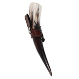 Mettez en valeur la beauté originale d'une coupe viking en corne à boire avec ceinture ou d'une coupe en corne de bœuf. chaque pièce est une décoration murale authentique et unique, inspirée par la corne de taureau ou un costume en corne