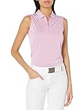 Callaway Women's Quarter Zip Heather Sleeveless Golf Polo, Moisture-Wicking, Sun Protection, Stretch Shoulder Seams, Sunset Pink Htr, Medium