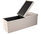 Zedelmaier Sitzhocker mit Stauraum Sitzbank Faltbar Truhen, Deckel Abnehmbar, 114x38x38 cm Beige